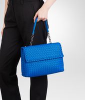 Bottega Veneta® SIGNAL BLUE INTRECCIATO NAPPA OLIMPIA BAG Bottega Veneta® SIGNAL BLUE INTRECCIATO NAPPA OLIMPIA BAG
