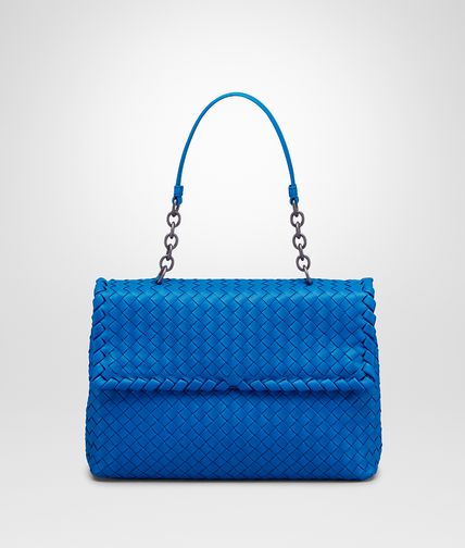 BOTTEGA VENETA - Signal Blue Intrecciato Nappa Olimpia Bag