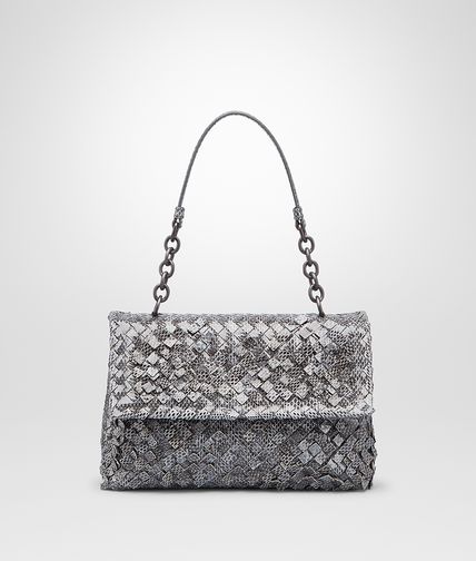 BOTTEGA VENETA - New Light Grey Intreccio Tobu Ayers Olimpia Bag