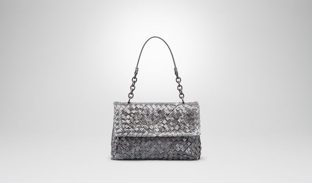 BOTTEGA VENETA - New Light Grey Intreccio Tobu Ayers Olimpia Bag