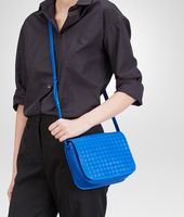Bottega Veneta® SIGNAL BLUE INTRECCIATO NAPPA MESSENGER BAG Bottega Veneta® SIGNAL BLUE INTRECCIATO NAPPA MESSENGER BAG