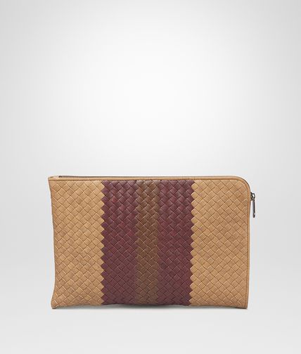 BOTTEGA VENETA - New Bronze Aubergine Edoardo Intrecciato Club Fumé Document Case