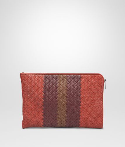 BOTTEGA VENETA - Burnt Red Aubergine Edoardo Intrecciato Club Fumé Document Case