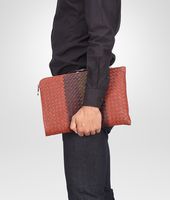 Bottega Veneta® Burnt Red Aubergine Edoardo Intrecciato Club Fumé Document Case Bottega Veneta® Burnt Red Aubergine Edoardo Intrecciato Club Fumé Document Case
