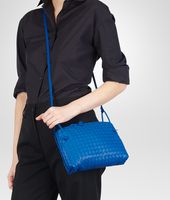 Bottega Veneta® SIGNAL BLUE INTRECCIATO NAPPA MESSENGER BAG Bottega Veneta® SIGNAL BLUE INTRECCIATO NAPPA MESSENGER BAG