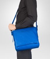 Bottega Veneta® Signal Blue Intrecciato Light Calf Cross Body Messenger Bottega Veneta® Signal Blue Intrecciato Light Calf Cross Body Messenger