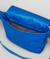 Bottega Veneta® Signal Blue Intrecciato Light Calf Cross Body Messenger Bottega Veneta® Signal Blue Intrecciato Light Calf Cross Body Messenger