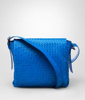 Bottega Veneta® Signal Blue Intrecciato Light Calf Cross Body Messenger Bottega Veneta® Signal Blue Intrecciato Light Calf Cross Body Messenger