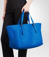 Bottega Veneta® SIGNAL BLUE INTRECCIATO NAPPA TOTE BAG Bottega Veneta® SIGNAL BLUE INTRECCIATO NAPPA TOTE BAG