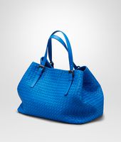 Bottega Veneta® SIGNAL BLUE INTRECCIATO NAPPA TOTE BAG Bottega Veneta® SIGNAL BLUE INTRECCIATO NAPPA TOTE BAG