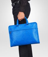 Bottega Veneta® Signal Blue Intrecciato Light Calf Briefcase Bottega Veneta® Signal Blue Intrecciato Light Calf Briefcase