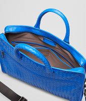 Bottega Veneta® Signal Blue Intrecciato Light Calf Briefcase Bottega Veneta® Signal Blue Intrecciato Light Calf Briefcase