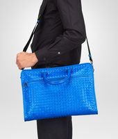 Bottega Veneta® Signal Blue Intrecciato Light Calf Briefcase Bottega Veneta® Signal Blue Intrecciato Light Calf Briefcase