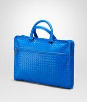 Bottega Veneta® Signal Blue Intrecciato Light Calf Briefcase Bottega Veneta® Signal Blue Intrecciato Light Calf Briefcase