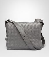 Bottega Veneta® New Light Grey Intrecciato Light Calf Cross Body Messenger Bottega Veneta® New Light Grey Intrecciato Light Calf Cross Body Messenger