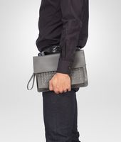 Bottega Veneta® Medium Grey Intrecciato Vachette Document Case Bottega Veneta® Medium Grey Intrecciato Vachette Document Case