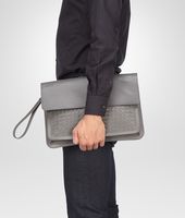 Bottega Veneta® Medium Grey Intrecciato Vachette Document Case Bottega Veneta® Medium Grey Intrecciato Vachette Document Case