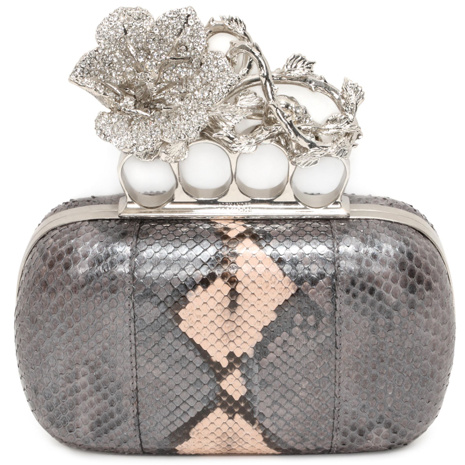 Python Floral Short Knuckle Box Clutch Alexander McQueen Clutch Bags
