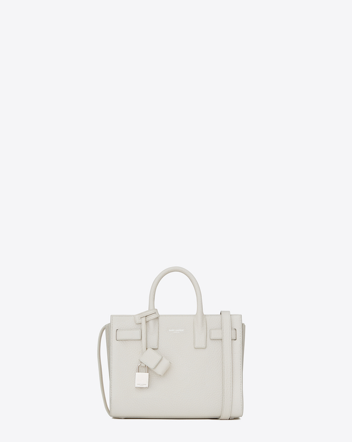 Saint Laurent CLASSIC Nano SAC DE JOUR BAG IN Dove White Grained ...  