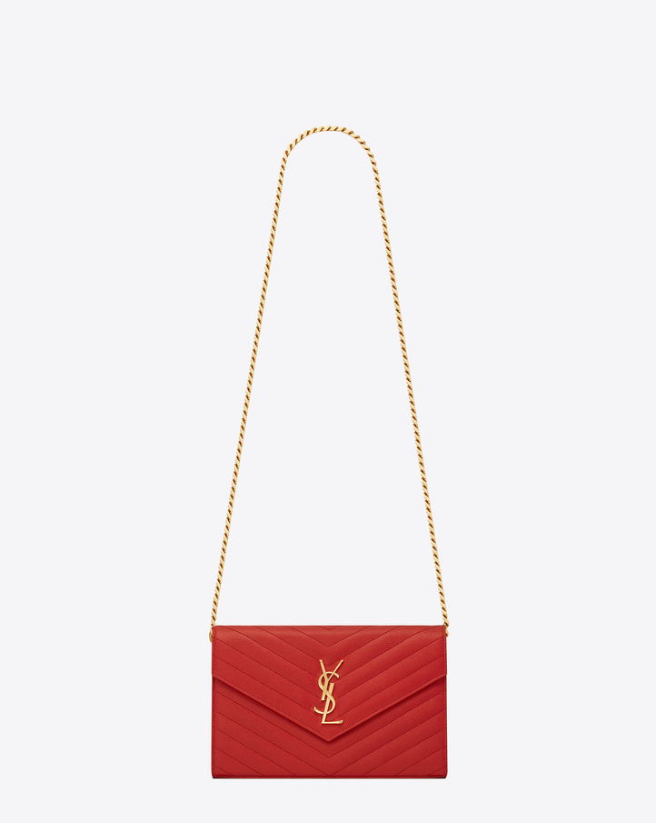 classic monogram saint laurent shopping bag in lipstick red grain ...