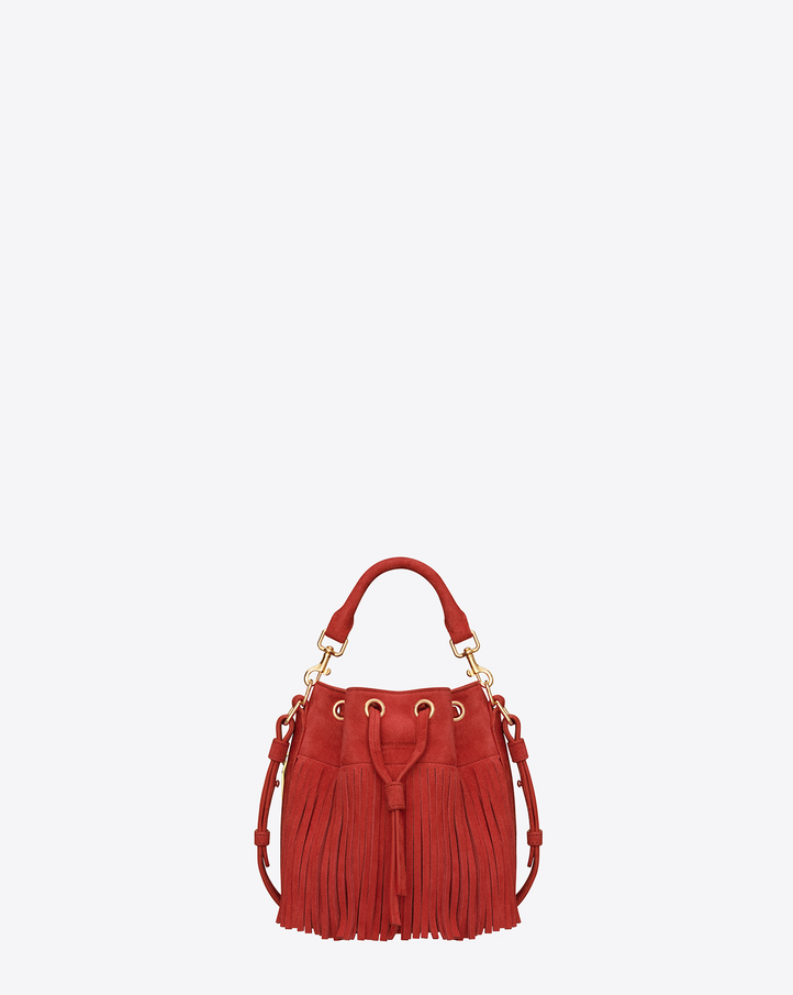 Saint Laurent Classic Small EMMANUELLE Fringed Bucket Bag In ...