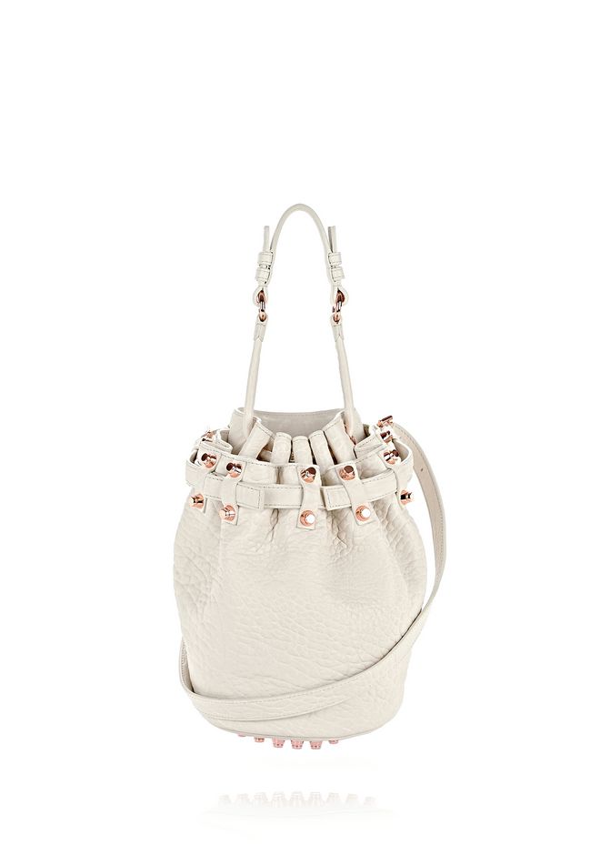 ALEXANDER WANG SMALL DIEGO IN PEBBLED OPALINE WITH ROSE GOLD 