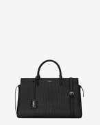 Medium CABAS RIVE GAUCHE
bag in Black Crocodile Embossed Leather