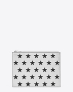 RIDER California Zipped tablet Sleeve IN Silver Metallic Leather and Black Leather