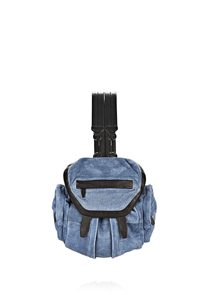 ALEXANDER WANG MINI MARTI IN DENIM SUEDE WITH MATTE BLACK