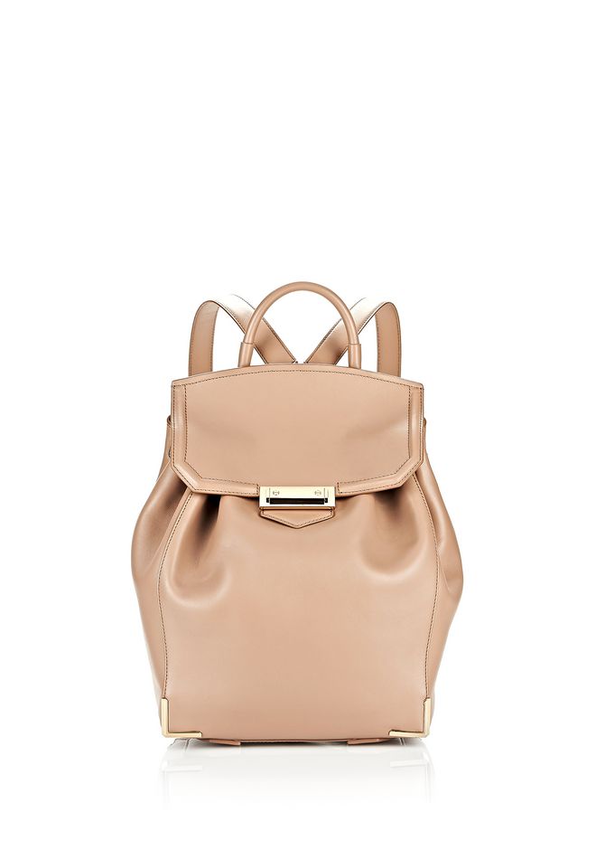 ALEXANDER WANG PRISMA BACKPACK IN SAND WITH PALE GOLD