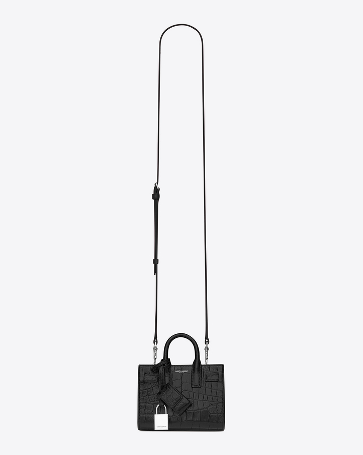 Saint Laurent Classic Toy SAC DE JOUR BAG In Black Crocodile ...