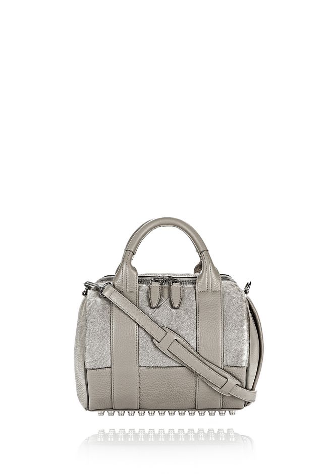 ALEXANDER WANG ROCKIE IN PEWTER HAIRCALF WITH RHODIUM 