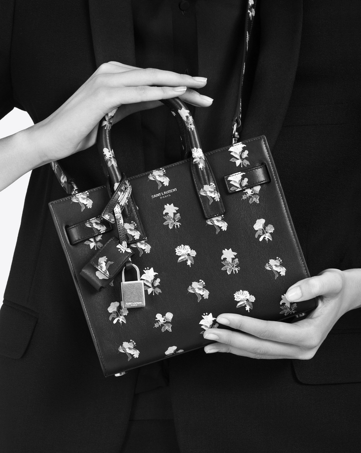 Monogram Saint Laurent Chain Wallet In Black And Multicolor Prairie Flower Printed Leather Monogram Saint Laurent Chain Wallet In Black And Multicolor Prairie Flower Printed Leather