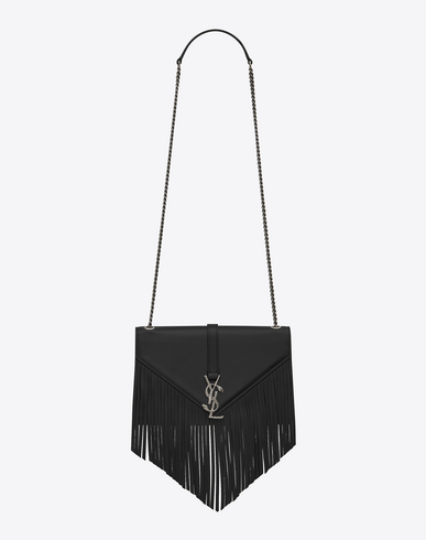 SAINT LAURENT Classic Medium Kate Monogram Fringed Satchel In ...