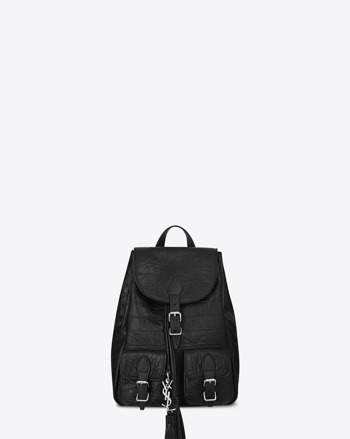 ysl clutch cheap - Saint Laurent Small FESTIVAL Backpack In Black Crocodile Embossed ...