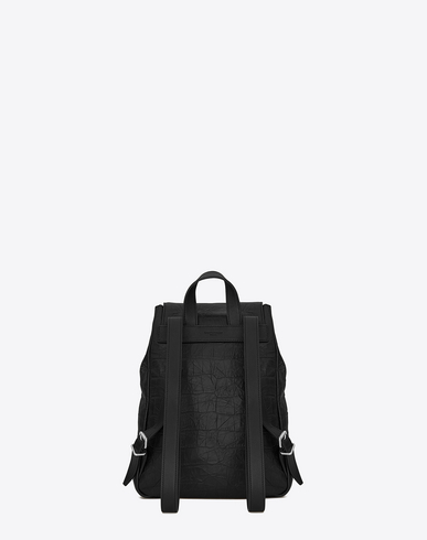 Small Festival Backpack In Black Crocodile Embossed Leather