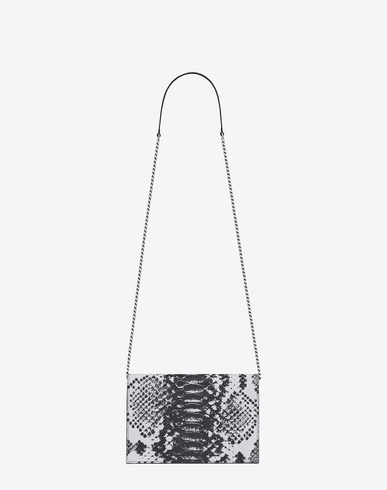 SAINT LAURENT Monogram Envelope Chain Wallet In White And Black ...