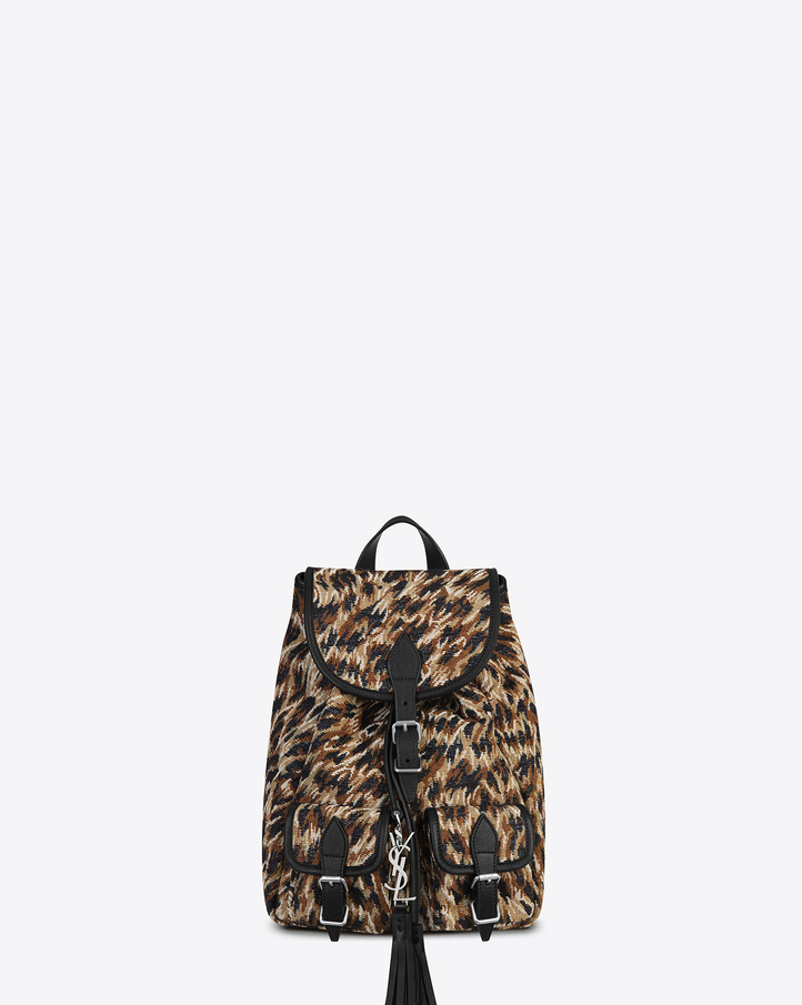 Saint Laurent Small FESTIVAL Backpack In Natural And Black Leopard ...