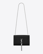 classic medium monogram saint laurent tassel satchel in black crocodile embossed leather