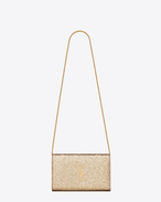 MONOGRAM SAINT LAURENT Chain Wallet in Pale Gold Glitter