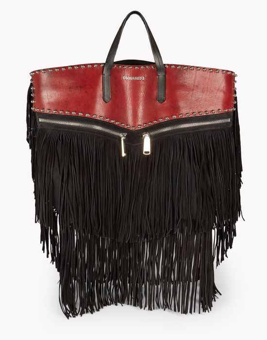 fringed leather rock tote handbags Man Dsquared2