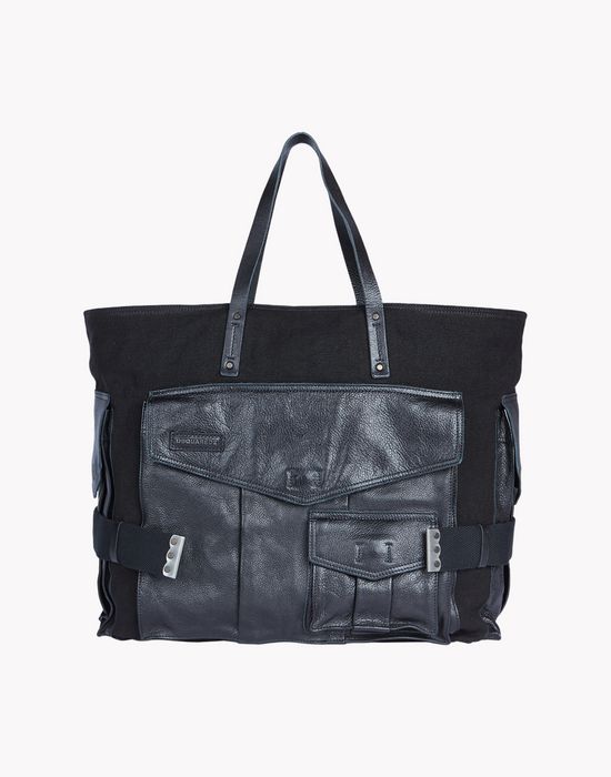 leather-trimmed canvas tote handbags Man Dsquared2