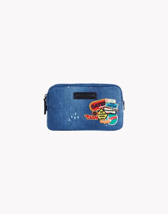 denim patch toiletry bag handbags Man Dsquared2