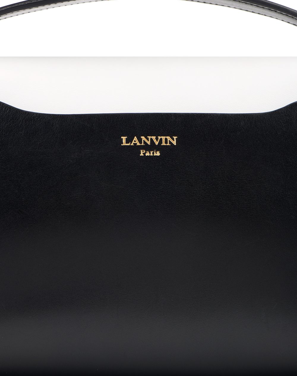 flap and gem closure, leather plaque embossed with lanvin logo