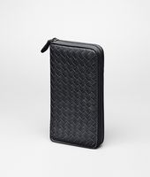 Bottega Veneta® Nero Intrecciato Nappa Zip Around Wallet Bottega Veneta® Nero Intrecciato Nappa Zip Around Wallet