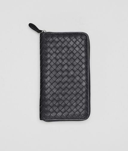 BOTTEGA VENETA - Nero Intrecciato Nappa Zip Around Wallet