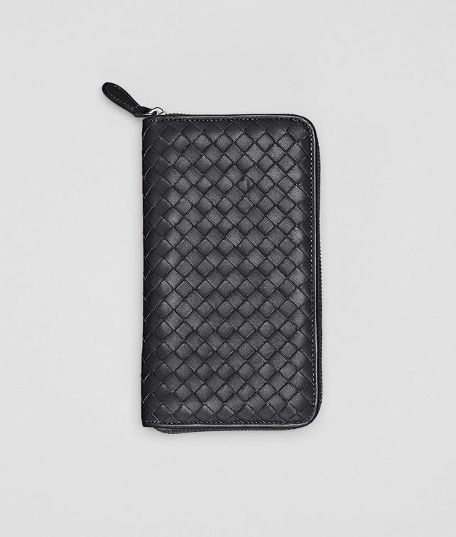BOTTEGA VENETA Nero Intrecciato Nappa Zip Around Wallet Zip Around Wallet D fp