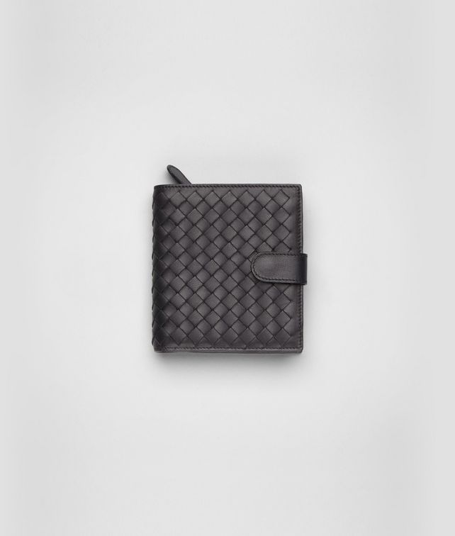 BOTTEGA VENETA Nero Intrecciato Nappa French Flap Wallet Mini Wallet or Coin Purse D fp