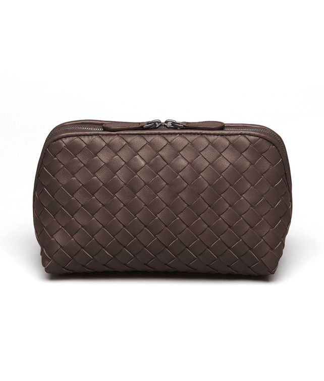 BOTTEGA VENETA MEDIUM COSMETIC CASE IN EBANO INTRECCIATO NAPPA Other Leather Accessory D fp