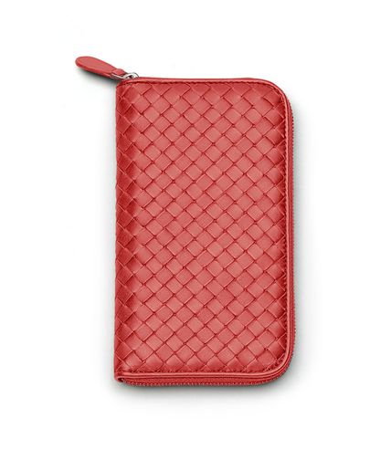 BOTTEGA VENETA - Zip Around Wallet aus Nappaleder Intrecciato Blood